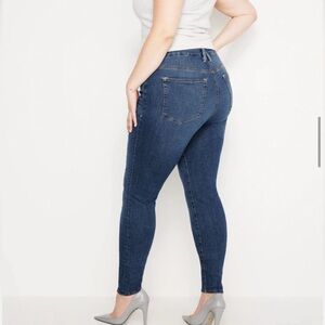 Good American Good Legs Cropped Skinny Jeans Blue Stretch High Rise Size 14